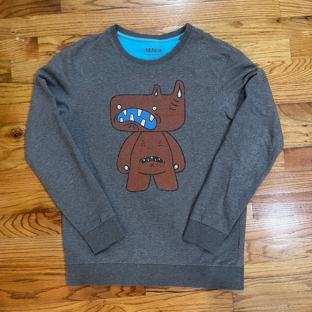 Gray Graphic Sweatshirt with Monster Design